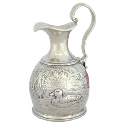 Pewter Wine Jug, Ducks Décor