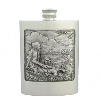 Pewter Hip Flask - Hunting Motif Design