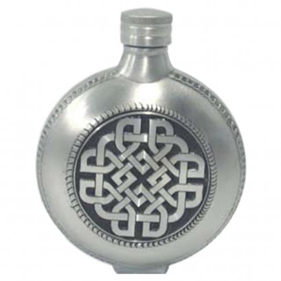 Pewter Hip Flask - Celtic Knot Medallion