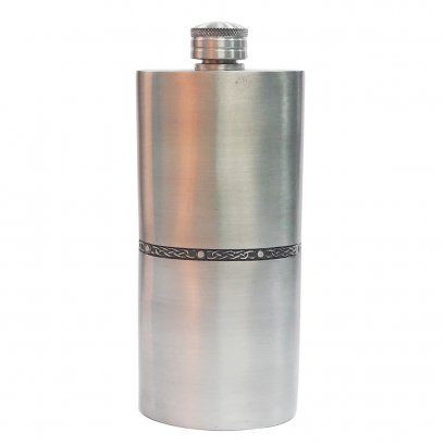 Pewter Hip Flask - Slim with Celtic Knot center band