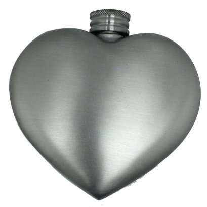 Pewter Hip Flask - Heart Shape Plain