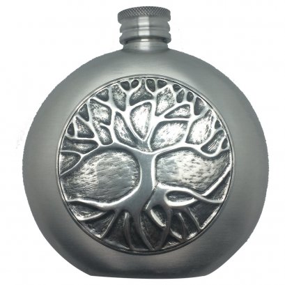 Pewter Hip Flask - Tree of Life Motif Design