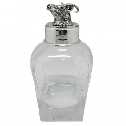 Liquor Decanter w/Pewter Collar &amp; Stag Head Stopper