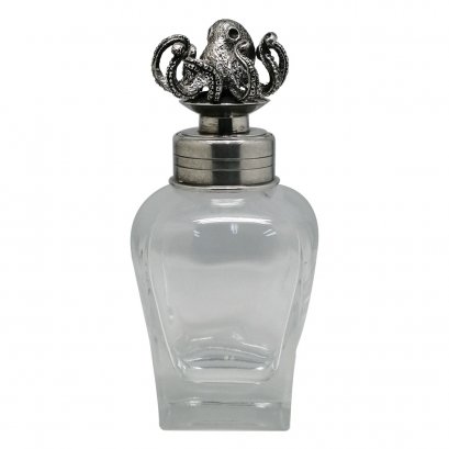 Liquor Decanter w/Pewter Collar &amp; elated Octopus Stopper