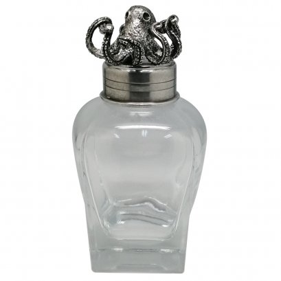 Liquor Decanter w/Pewter Collar &amp; Octopus figurine Stopper