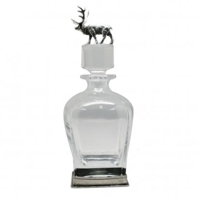 Liquor Decanter w/Pewter Base &amp; Elk figurine on Stopper