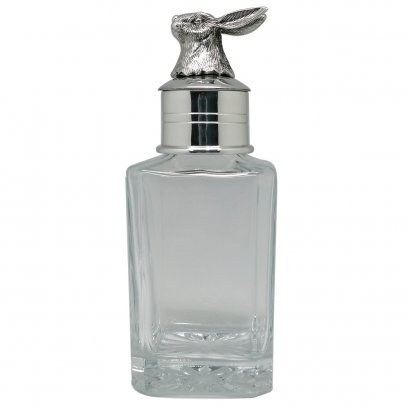 Liquor Square shape Decanter w/Pewter Collar &amp; Hare Stopper