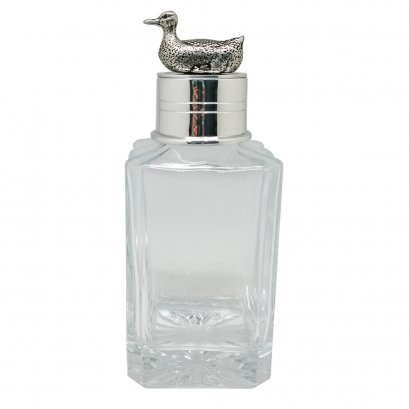 Liquor Square shape Decanter w/Pewter Collare and Swan Figurine
