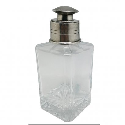 Liquor Square shape Decanter w/Pewter Collar &amp; Stopper