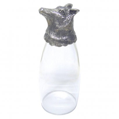 Pewter &amp; Glass Animal Head