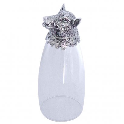 Pewter &amp; Glass Animal Head