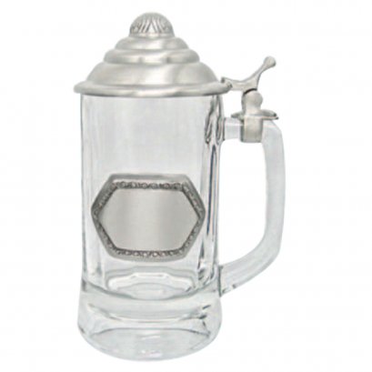 Beer Stein w/Pewter Lid &amp; Medal