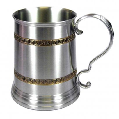 Beer Stein w/Pewter Lid &amp; Medal