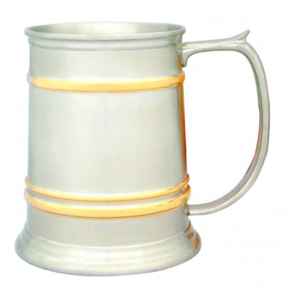 Beer Stein w/Pewter Lid &amp; Medal
