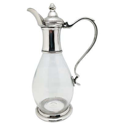 Wine Decanter w/Pewter Base, Collar, &amp; Pourer