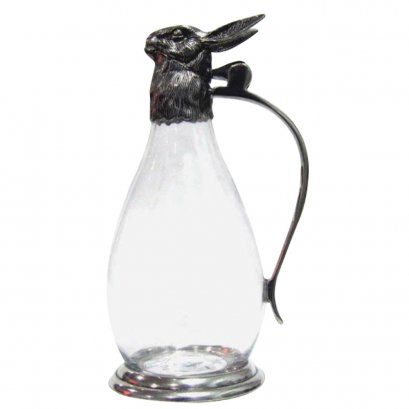 Wine Decanter w/Pewter Base &amp; Bunny Head Handle