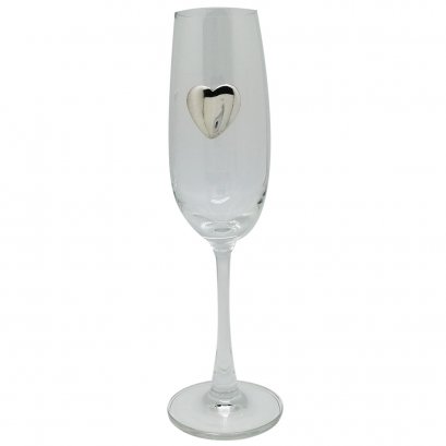 Champagne Flute w/Pewter Heart plaque