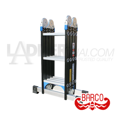 TPQ-ALB-M2 รุ่นสีดำ (4 x 3 - 12 ขั้น) บันไดอลูมิเนียมทรง M (กาง-พาด-นั่งร้าน-M) รุ่นข้อต่อใหญ่ สีดำ ขนาด 4 x 3 (12 ขั้น) BARCO