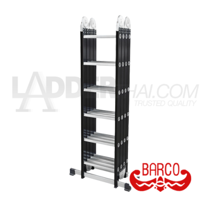 TPQ-ALB-M5 รุ่นสีดำ (4 x 6 - 24 ขั้น) บันไดอลูมิเนียมทรง M (กาง-พาด-นั่งร้าน-M) รุ่นข้อต่อใหญ่ สีดำ ขนาด 4 x 6 (24 ขั้น) BARCO