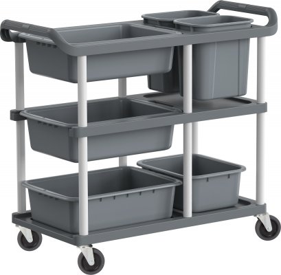 รถเข็นเก็บจานไฟเบอร์เทค3ชั้น หนา ไม่แตกง่าย ไม่มีกลิ่นเหม็น HORECAT 56152