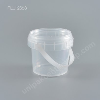 ถัง Safety Seal กลม PP + ฝานูนใส + หูหิ้ว (280 ml) NO.1636