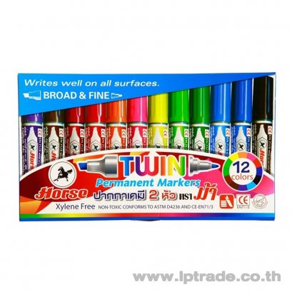 ปากกามาร์คเกอร์ 2 หัว ตราม้า ชุด 12 สี