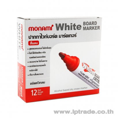 ปากกาไวท์บอร์ด โมนามิ BM-500S หัวกลม สีแดง