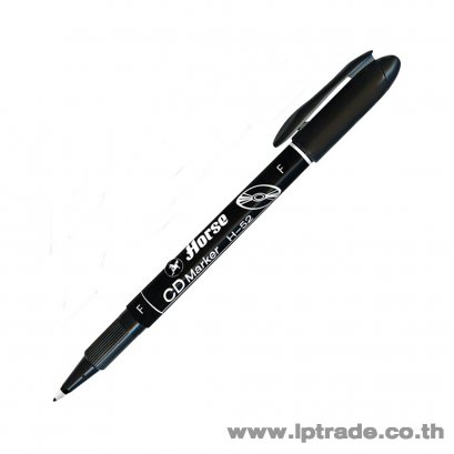 ปากกาเขียนซีดี ลบไม่ได้ ตราม้า H-52F 0.6 มม. สีดำ