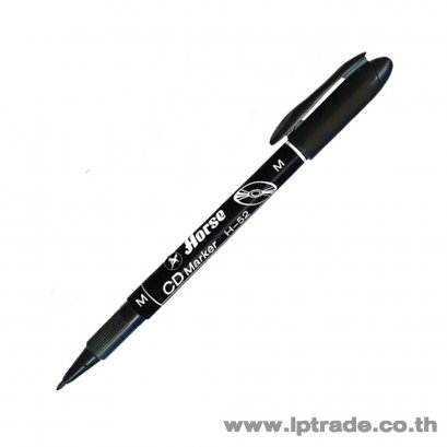 ปากกาเขียนซีดี ลบไม่ได้ ตราม้า H-52M 1มม. สีดำ