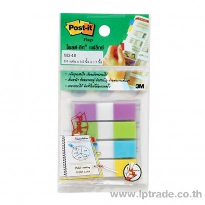 โพสต์-อิท แฟลกซ์ 3M 683-4B 0.5&quot;x1.7&quot; ม่วง,เขียว,ฟ้า,เหลือง  