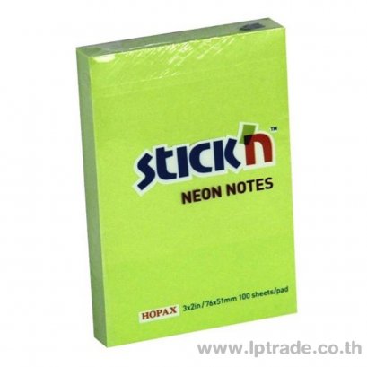 กระดาษโน้ต Stick N 21163 2&quot;x3&quot; สีเขียวนีออน
