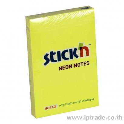กระดาษโน้ต Stick N 21132 2&quot;x3&quot; สีเหลืองนีออน