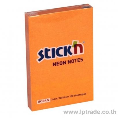 กระดาษโน้ต Stick N 21160 2&quot;x3&quot; สีส้มนีออน