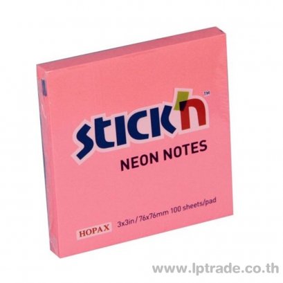 กระดาษโน้ต Stick N 21166 3"x3" สีชมพูนีออน