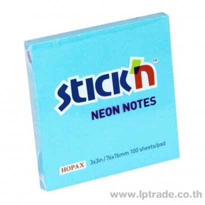 กระดาษโน้ต Stick N 21209 3"x3" สีฟ้านีออน