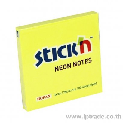 กระดาษโน้ต Stick N 21133 3"x3" สีเหลืองนีออน