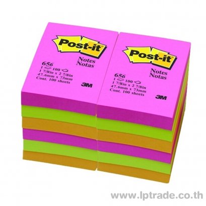 กระดาษโน้ต Post-it 3M 656-AN 2&quot;x3&quot; คละสีนีออน (แพ็ค 12 เล่ม)