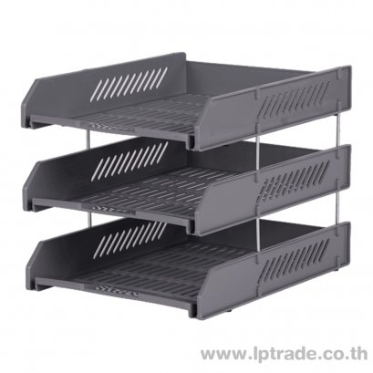 ถาดเอกสารพลาสติก ออร์ก้า 3 ชั้น L3 สีเทาทึบ