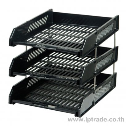 ถาดเอกสารพลาสติก ออร์ก้า 3 ชั้น L3 สีดำทึบ