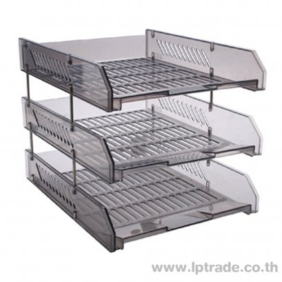 ถาดเอกสารพลาสติก ออร์ก้า 3 ชั้น L3 สีเทาใส