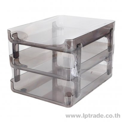 ถาดเอกสารพลาสติก ออร์ก้า 3 ชั้น DTS3-N สีเทาใส