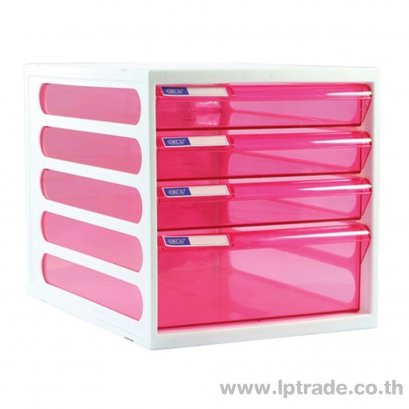 ตู้เอกสาร ออร์ก้า 4 ชั้น CFB-4 โครงขาวลิ้นชมพู