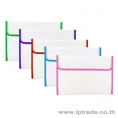 ซองกระดุมพลาสติก ออร์ก้า A4 สีใส ขอบสี