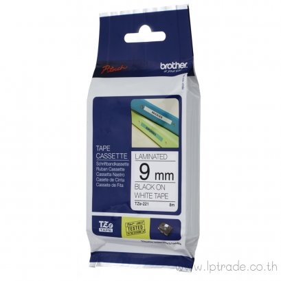 เทปพิมพ์อักษร Brother TZE-221 9มม. สีดำพื้นขาว