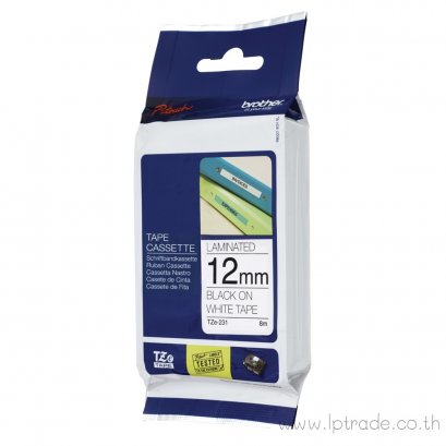 เทปพิมพ์อักษร Brother TZE-231 12มม. สีดำพื้นขาว
