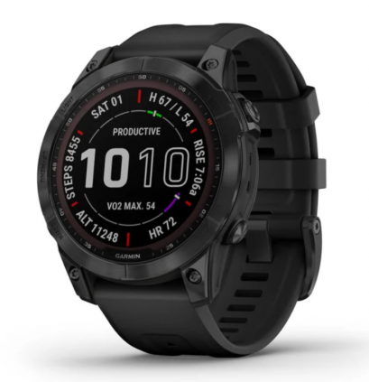 นาฬิกาสมาร์ทวอทช์ Garmin fenix 7X,Saph,Black Ti w/Black Silicone Band,GPS Watch,SEA