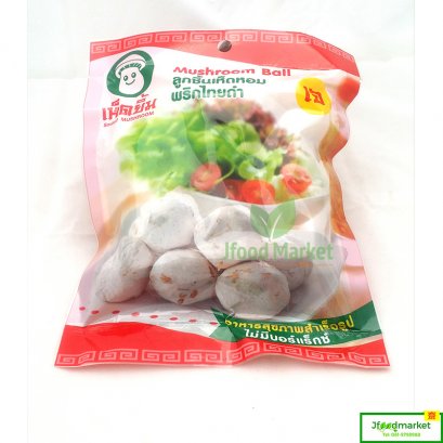 ลูกชิ้นเห็ดหอมพริกไทยดำ เจ ตราเห็ดยิ้ม ถุงสีแดง ไม่ต้องแช่เย็น