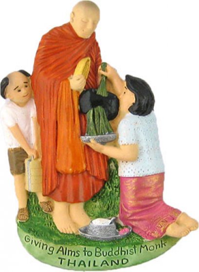 Giving Alms to Buddhist monk