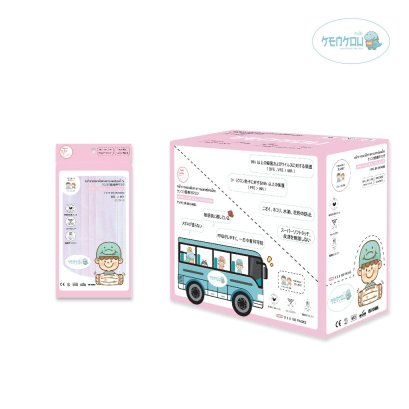 KENKOU MEDICAL FACE MASK 1X2 PCS X100 SHEETS - PINK