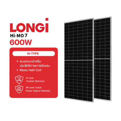 แผง Longi Hi-mo7 600W (แผงสองหน้า)